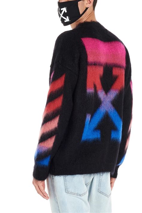 Off White Co Virgil Abloh Diagonal Brushed Mohair Sweater In Black