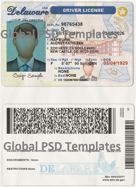 Delaware Drivers License Template Scan Global Psd Template