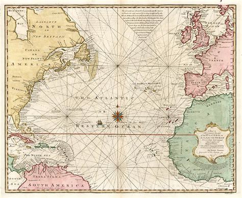 A New And Accurate Chart Of The Western Or Atlantic Ocean Drawn From