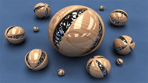 Golden Shiny Sphere Balls In Blue Background Hd Cool 3d Wallpapers Hd