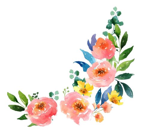 Corner Watercolor Flower Png Png All