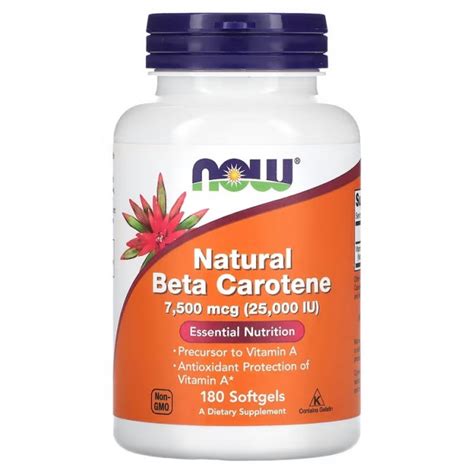 Natural Beta Carotene 25000 180 Sgels Now