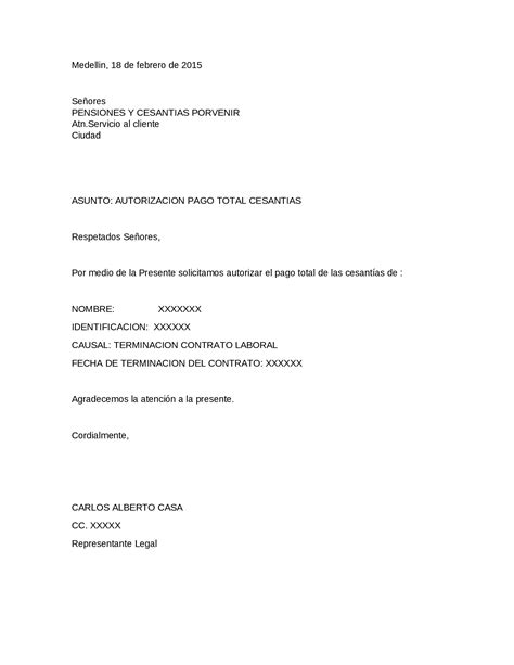 Docx Formato Carta Retiro De Cesantias Dokumentips