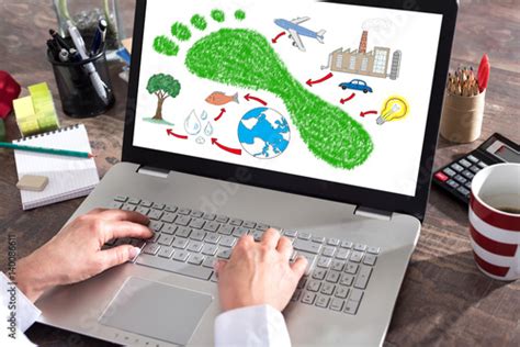 Carbon Footprint Concept On A Laptop Screen Comprar Esta Foto De Stock