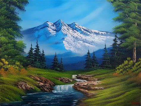 Bob Ross Mountain Hideaway Redux Oil 18x24 Canvas Scenery Paintings