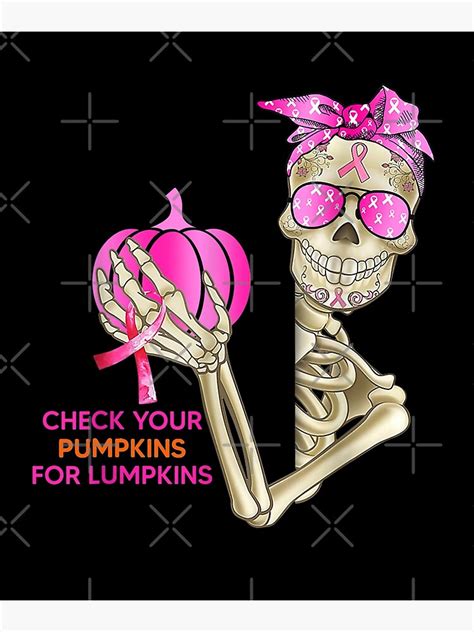Funny Halloween Skeleton Hands Grabbing Boobs Breast Cancer Fighter Check Your Pumpkins For