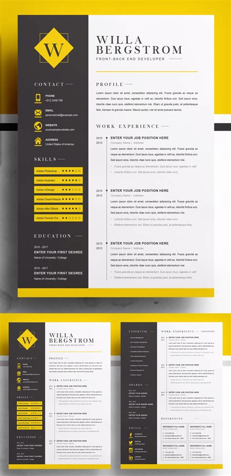 Free one page designs, templates, and one page wordpress themes. 50+ Best CV Resume Templates 2020 | Design | Graphic ...