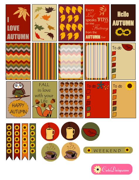 Free Printable Fall Themed Planner Stickers Happy Planner Printables