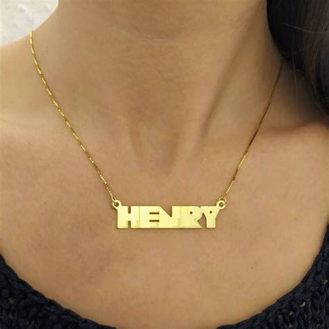 K Solid Gold Personalized Name Men Name Necklace Big Etsy In