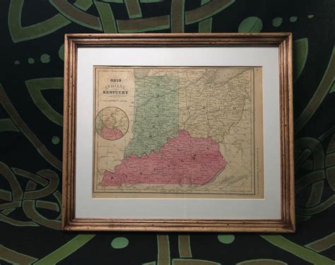 Antique 1871 Map Of Ohio Indiana And Kentucky From National Etsy