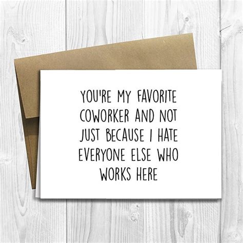 Printed Favorite Coworker 5x7 Greeting Card Funny Workplace Etsy