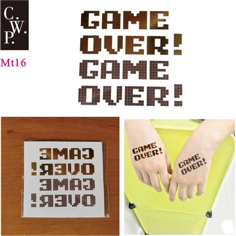 Mt16 3 Piecespack Game Over Metallic Temporary Tattoo Of Party Favors