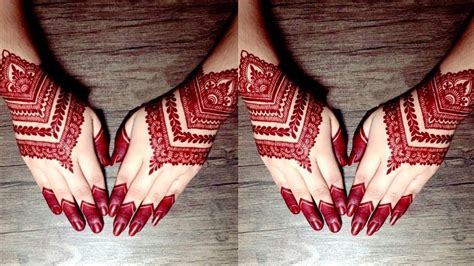 सुंदर लाल मेहंदी Very Different Style Red Mehndi Design Beautiful