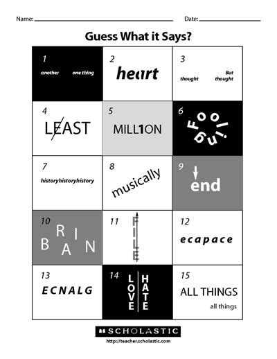 Find the starting point and work anti clockwise round each circle to find two types of creature, each eight letters long. rebuses | Word puzzles, Brain teasers, Reading printables