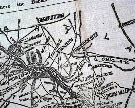 1862 Civil War Map Frederick Maryland