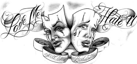 Good Times Bad Times Clown Masks Chicano Art Tattoos Body Art Tattoos