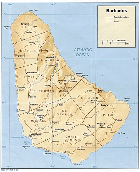 Large Detailed Administrative And Relief Map Of Barbados Barbados Large Administrative And