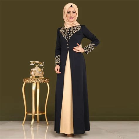 New Design Elegant Black Muslim Robe Women Dubai Abaya Caftan Kaftan Casual Arab Garment Muslim