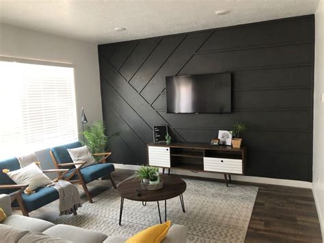 Modern Accent Wall With Mounted Tv Feature Wall Living Room Accent