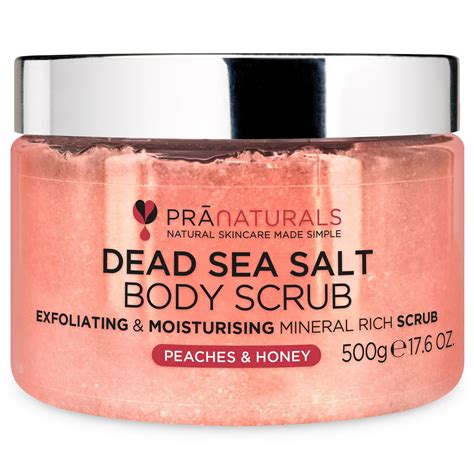 Pranaturals Dead Sea Salt Body Scrub 500g Peach And Honey Feelunique