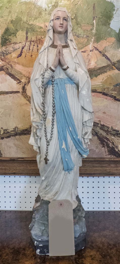 Vintage Statuette Of Our Lady Of Lourdes Early 20th Century Polychrome