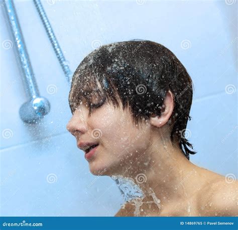 Boy Bathing Under A Shower Stock Photography Cartoondealer Com