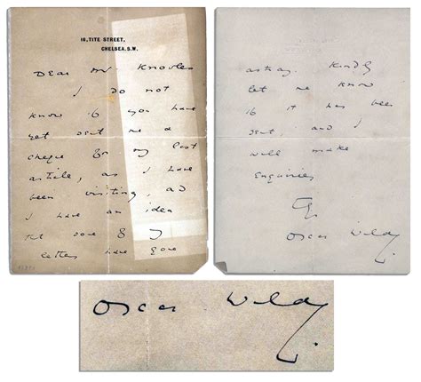 Oscar Wilde Autograph Letter Signed Sells For 3600 At Nates