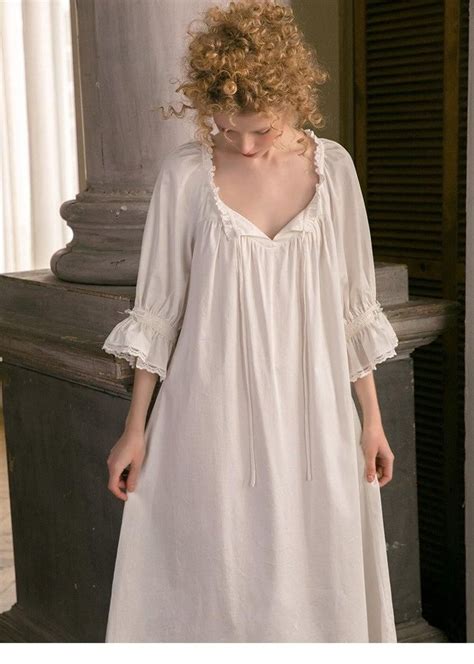 Women Victorian Vintage Cotton Nightgown Long Vintage White Etsy