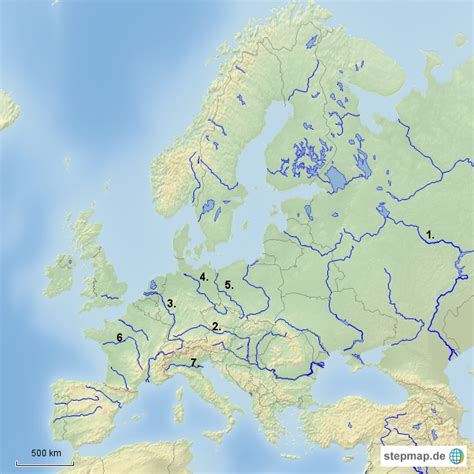 Stepmap Flüsse Europas Landkarte Für Deutschland