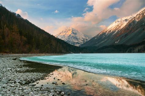 Lake Nature Forest Landscape Mountain Clouds Snow
