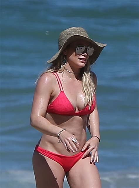 Hilary Duff In Red Bikini On The Beach In Mexico 2 4 2017 CelebMafia