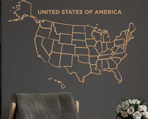 Usa Map Wall Decal Map Of Usa Wall Sticker United States Map Etsy In