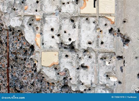Wall Shattered With Bullets Stock Photo Image Of Buildings Stone