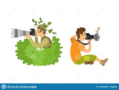 Photojournalist With Camera Gear Makes Zoom Vector Stock Vector