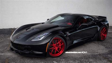 Pics Red With Envy Black Chevy Corvette Z06 On Red Adv1 Wheels
