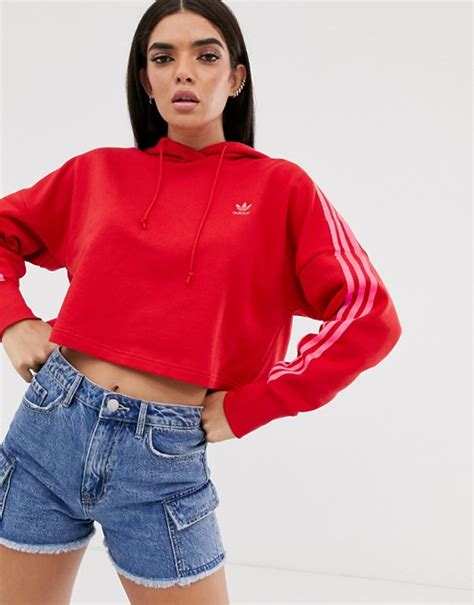 Adidas Originals Adicolor Cropped Hoodie In Red Asos