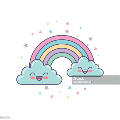 Awan Lucu Dan Gambar Pelangi Ilustrasi Stok Unduh Gambar Sekarang