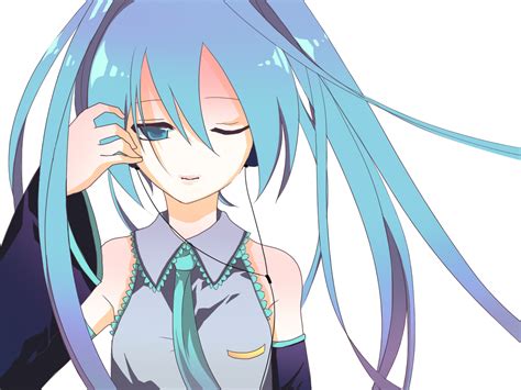 Blue Eyes Blue Hair Harano Hatsune Miku Headphones Long Hair Tie