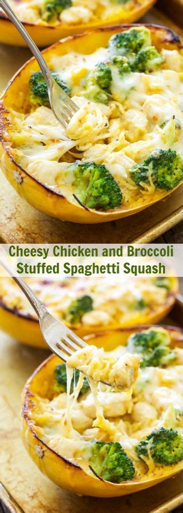 Cheesy Chicken And Broccoli Stuffed Spaghetti Squash Recipe Best
