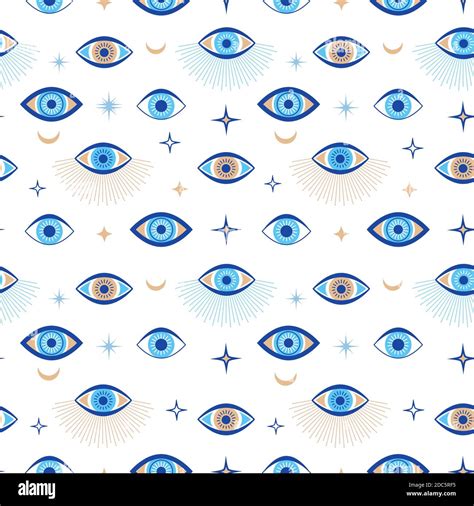 Evil Eye Seamless Pattern Magic Talisman And Occult Symbol Greek