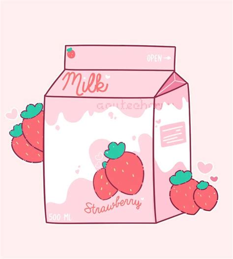 Kawaii Aesthetic Strawberry Milk Wallpaper See More Ideas About Pink