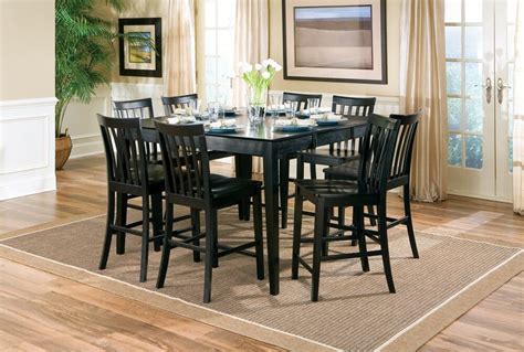 7 Pc Pines Collection Black Finish Wood Square Counter Height Dining