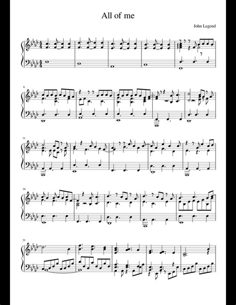 All of me is a song by american recording artist john legend from his fourth studio album love in the future (2013). All of me sheet music for Piano download free in PDF or MIDI