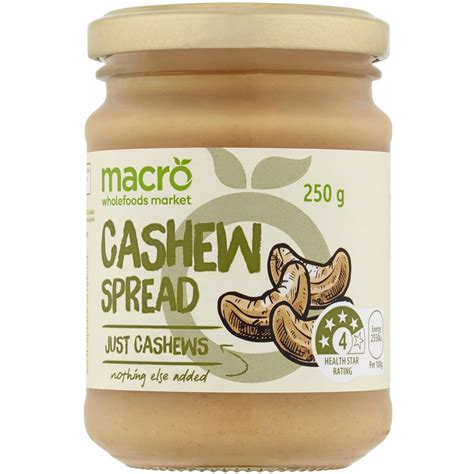 macro natural cashew spread 250g woolworths