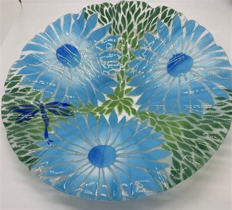 Vintage Sydenstricker Fused Art Glass Plate Dragonfly Daisy Etsy