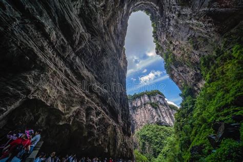Natural Rocky Arch Fissure In Wulong National Park Editorial Stock