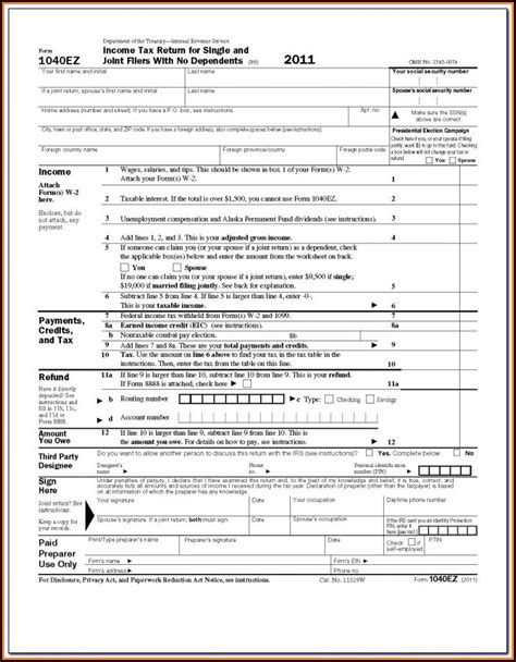 Printable Irs Forms 1040ez Form Resume Examples Edv1kpk9q6