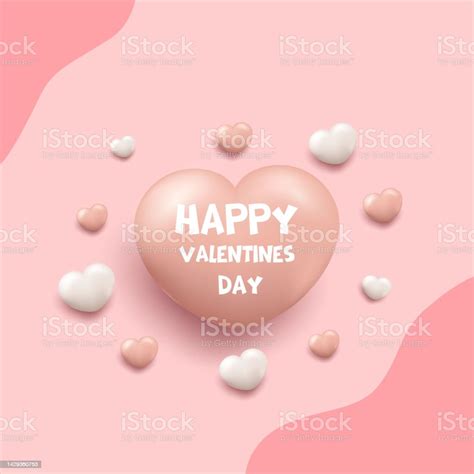Happy Valentines Day Banner With 3d Love Stock Illustration Download