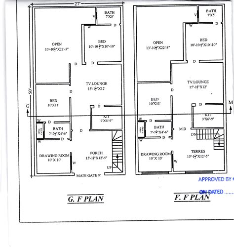 5 Marla Plot Size 27x50 Residential Layout Plan