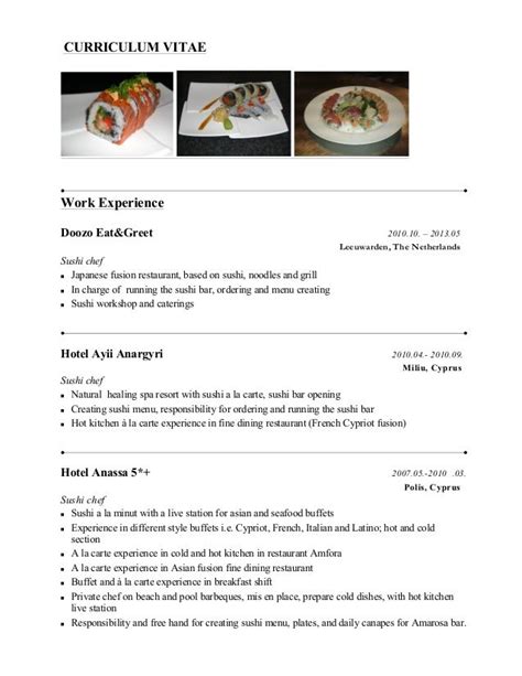 Sushi Chef Resume Examples Jobresumewebsitesushi Chef